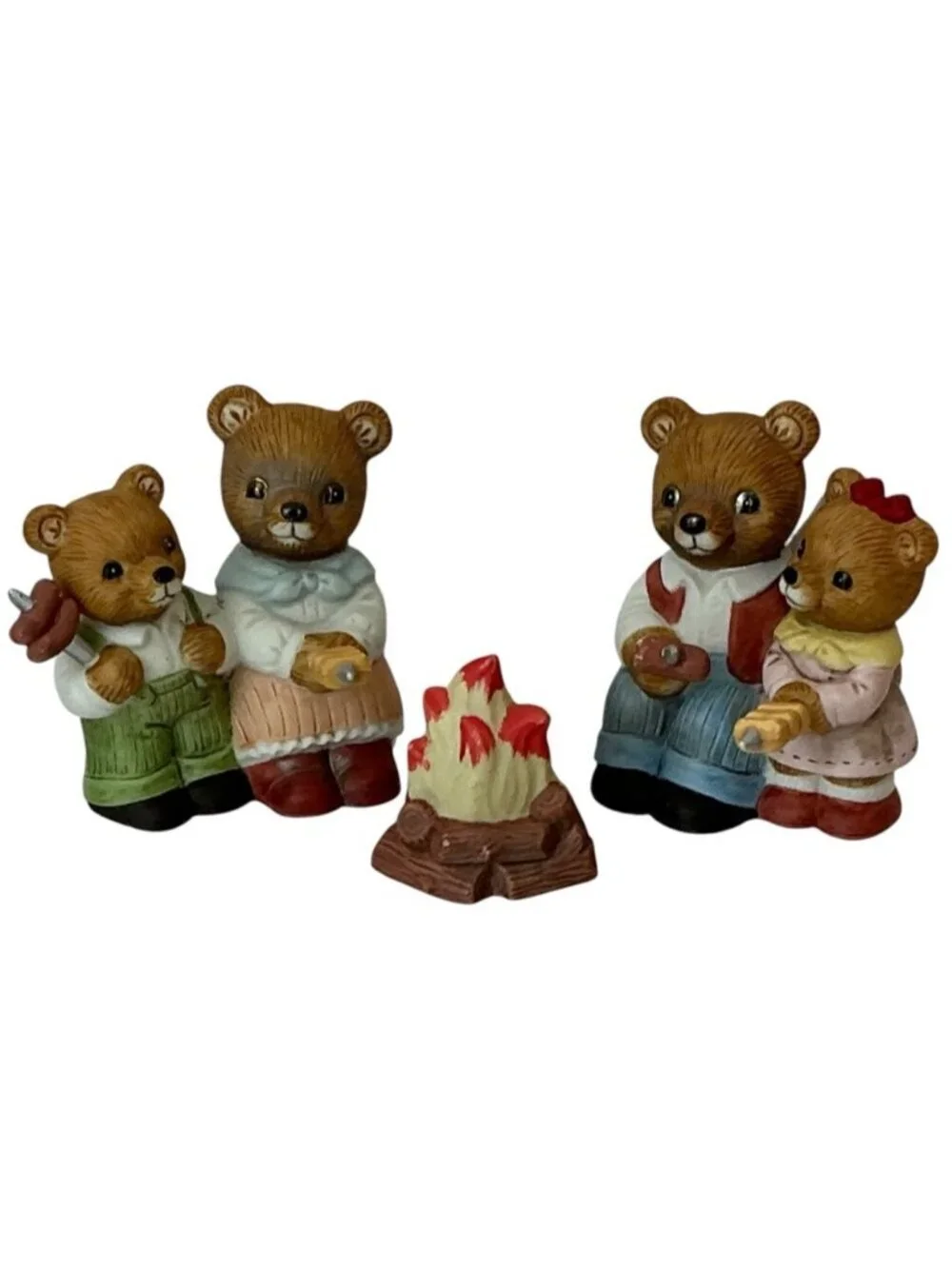 Vintage Campfire Bear Family #1446 Porcelain Hand Painted Figures 3 Piece Set